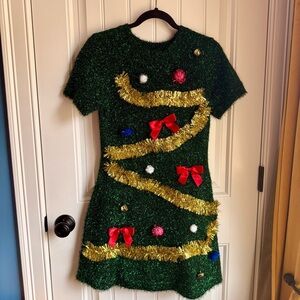 Born Famous | Holiday Tinsel Tree Sweater Dress